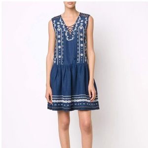 Sea New York Blue Embroidered Drop Waist Dress  Size 0